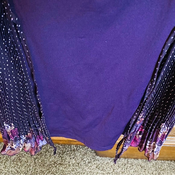 PIANO  Blouse, Purple Accents/Trim, Bell Sleeves, Accordian, Size L - Picture 4 of 4